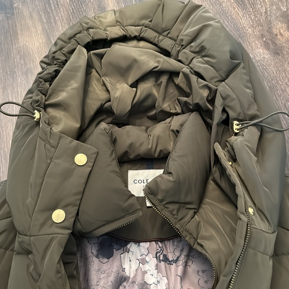 🆕NWOT Women's 40" Signature Hooded Olive Taffeta Down Coat size Small - Picture 9 of 13